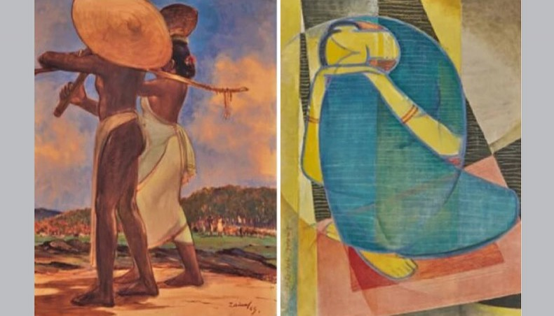 Left: 'Untitled (Santal Couple, Painted in 1963)' | Right: Untitled (Painted in 1956 - 1963)